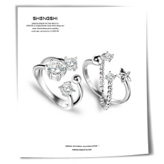 韓版INS極簡鑲嵌鋯石小眾輕奢夏季不掉色高級感開口可調節戒指女