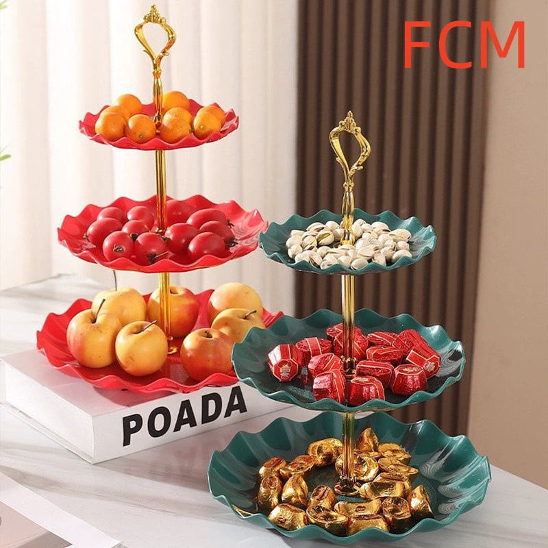 Европейская трехслойная тарелка с фруктами для домашнего использования, новая трансграничная пластиковая тарелка с фруктами, высококачественная тарелка для журнального столика для гостиной, креативная стойка для закусок