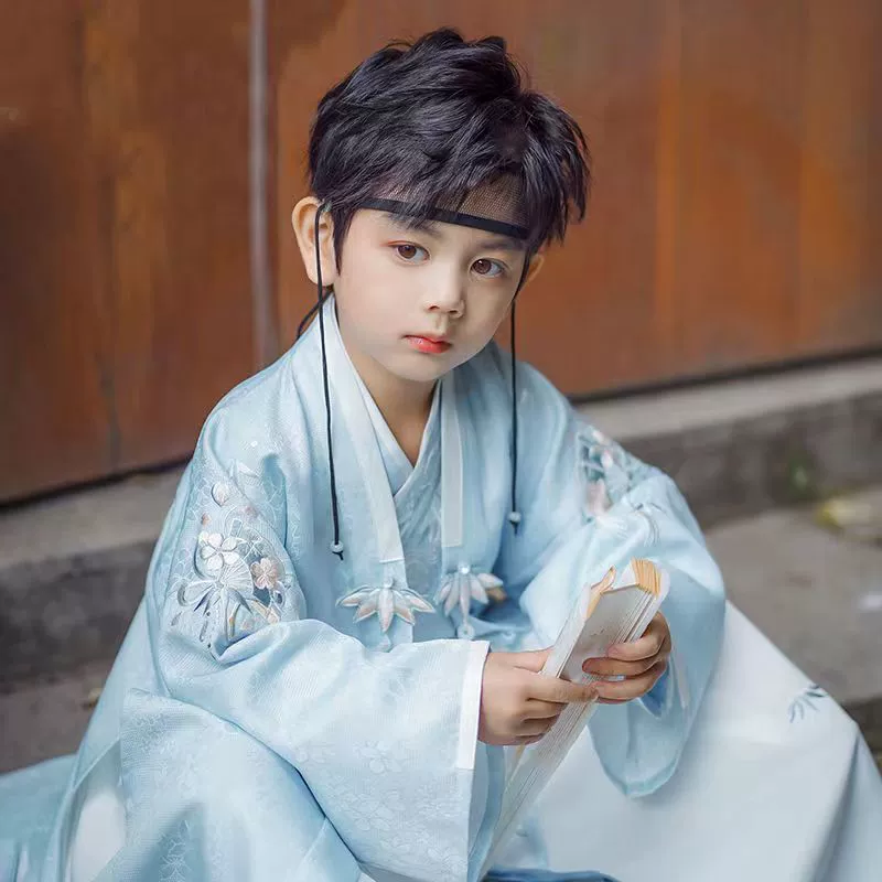 Новый детский костюм Hanfu древний стиль костюм белая луна зеленая рубашка весна и осень китайский стиль Guoxue Boy Tang костюм 2024 Новый китайский стиль