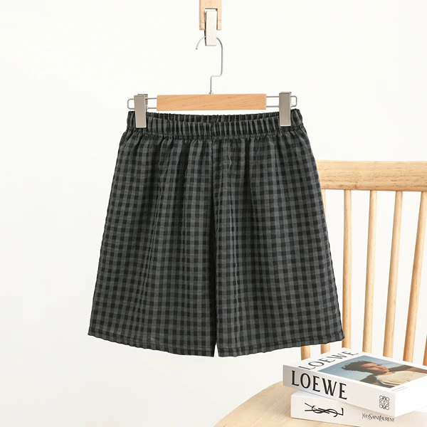 Black gray lattice shorts