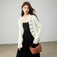 小众设计感100%羊毛开衫2025新款女装秋手工钩花针织衫毛衣女外套