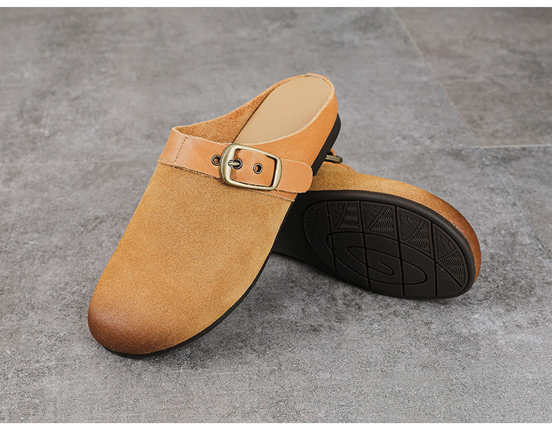 Dép sandal nữ da bò thật quai chữ V đế bệt mùa hè — màu sắc chi tiết 11