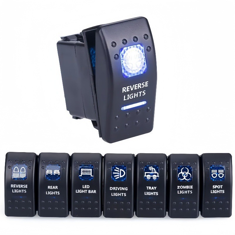 Interruptor basculante interruptor de Autocaravana interruptor de yate 15a24v Doble luz 5 pin interruptor de barco adecuado para 5 pies luz azul image 5
