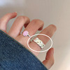 Tide, adjustable ring, simple and elegant design, 2024 years, on index finger, Japanese and Korean