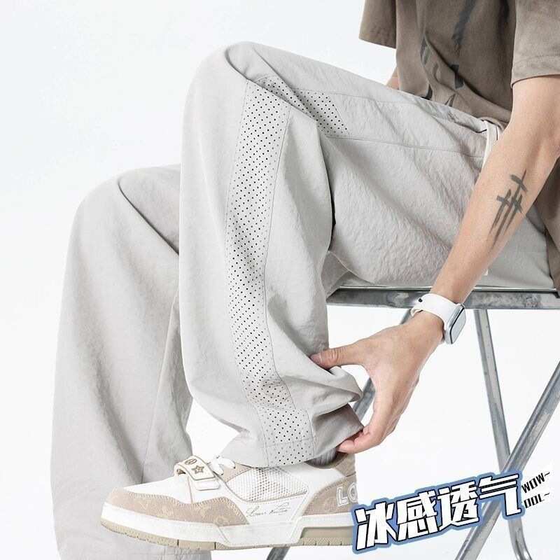 American-Style Mesh Ice Silk Pants for Men, Summer Thin Breathable Quick-Dry Sports Pants, Straight Loose Trendy Casual Long Pants American-Style Mesh Ice Silk Pants for Men, Summer Thin Breathable Quick-Dry Sports Pants, Straight Loose Trendy Casual Long Pants