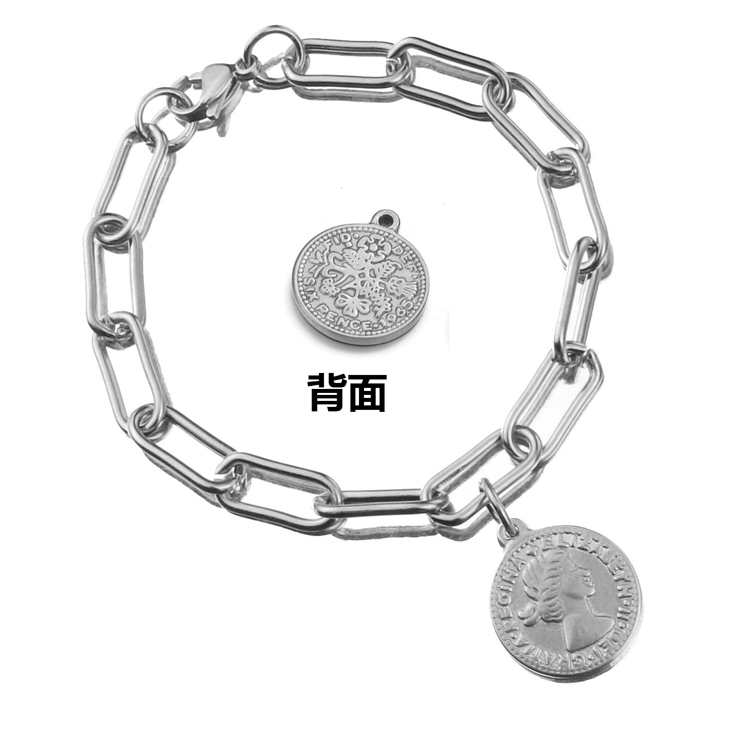 Europa y América retro reina Avatar moneda redonda pulsera de oro moda Acero inoxidable hip hop Rock cadena pulsera