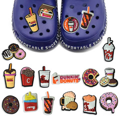 Food Donut Hole Shoes Flower Shoes Buckle DIY Accessory Cartoon Beer Fried Chicken Burger Decoration Buckle Shoes Accessory