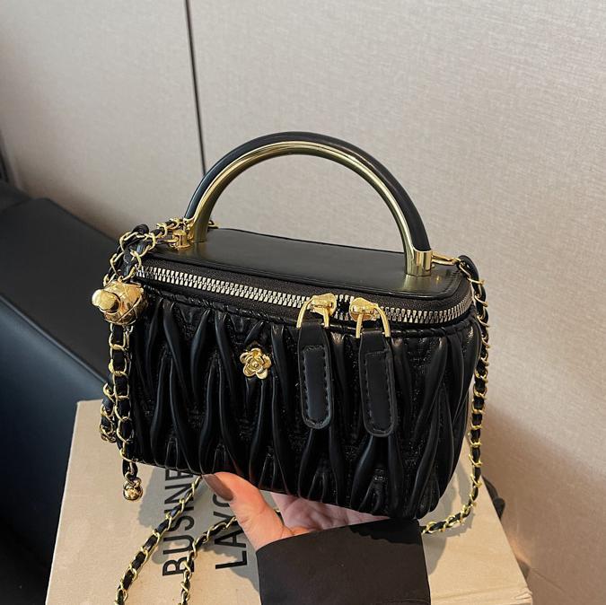 Plegado pequeño viento fragante bolso de mano caja 2024 nuevo bordado cadena bolso de hombro de moda versátil bolso de mochila