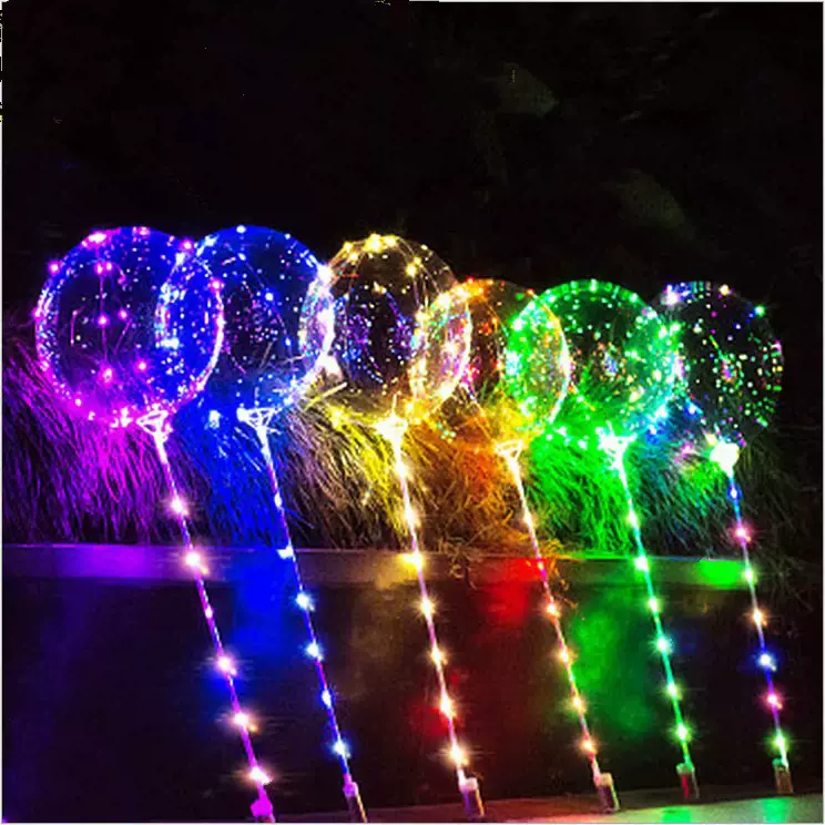 手持套装2节电池盒灯线发光波波球透明球气球节日汽球派对婚庆