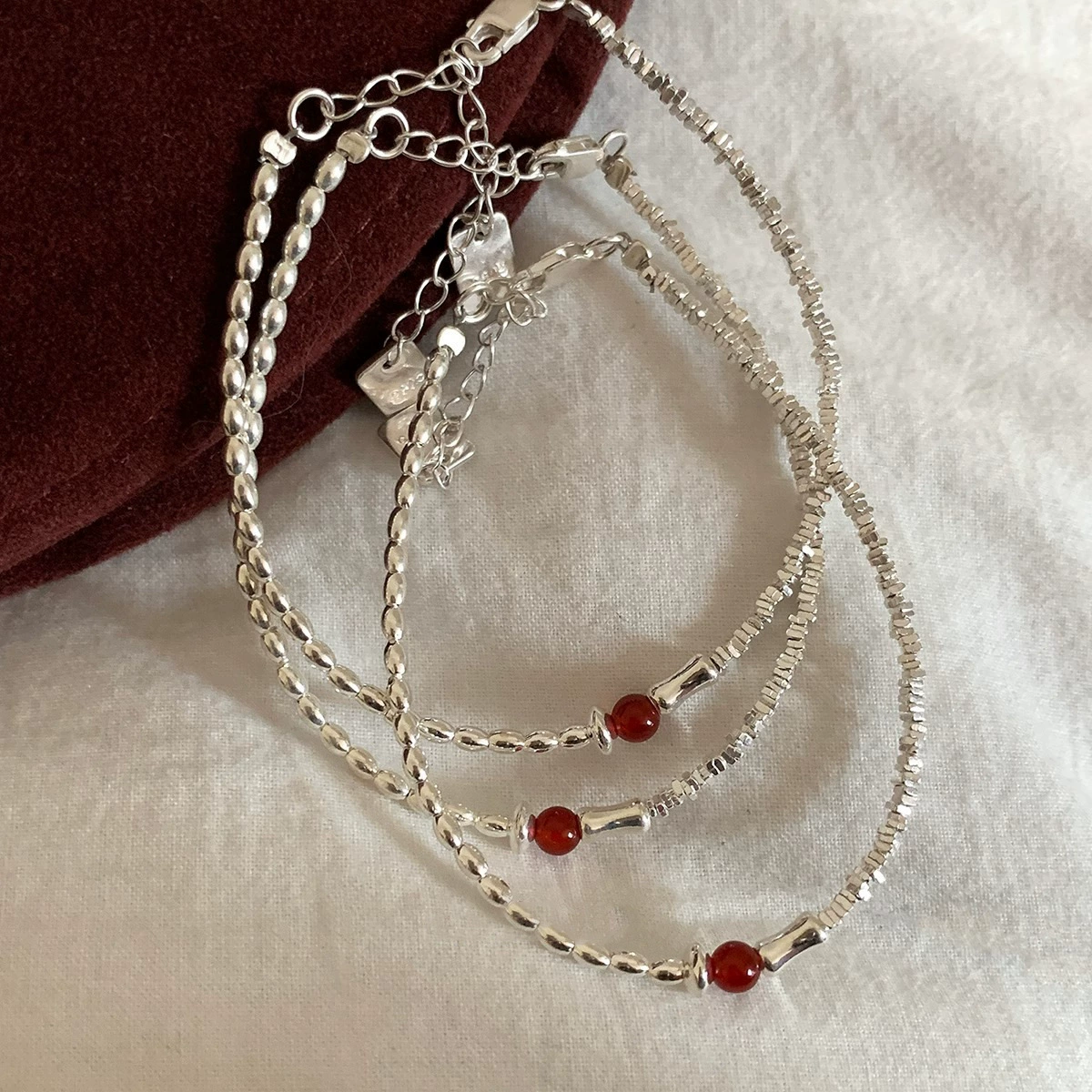 Silver 925 Pearl Bracelet, Minimal Beaded Design, Adjustable 12 cm