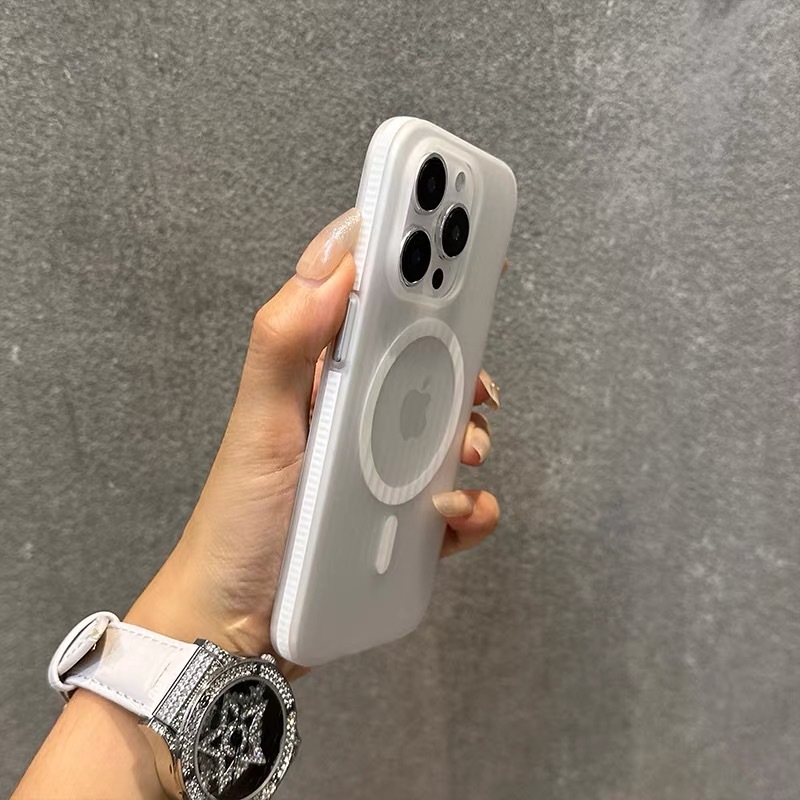 适用苹果16promax手机壳iPhone15磁吸磨砂硬壳瓦楞纹防滑边简约新|undefined