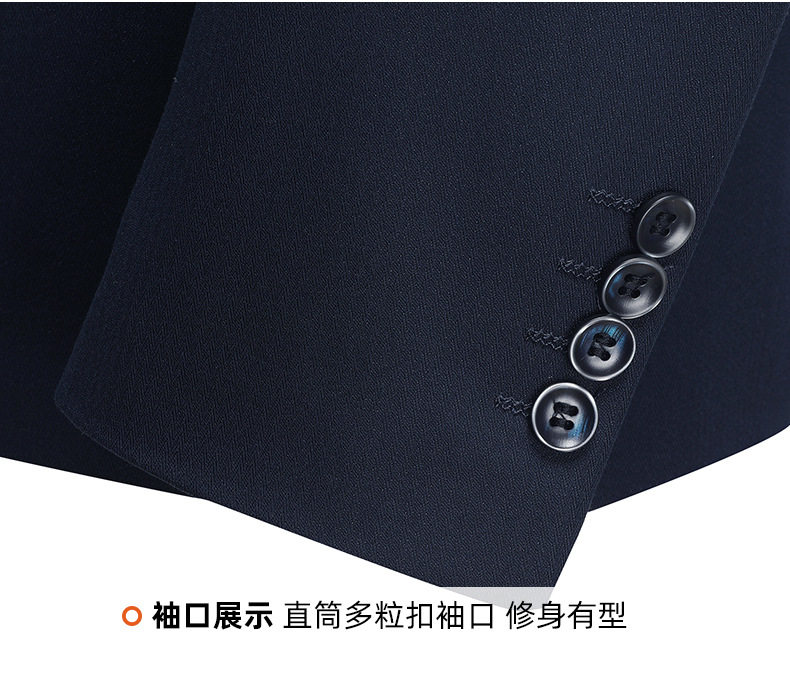 Vest nam công sở cao cấp dáng ôm, cổ ve nhọn hai hàng khuy, phong cách Hàn Quốc, phù hợp dự tiệc cưới — Sọc xanh (áo + quần) chi tiết 21