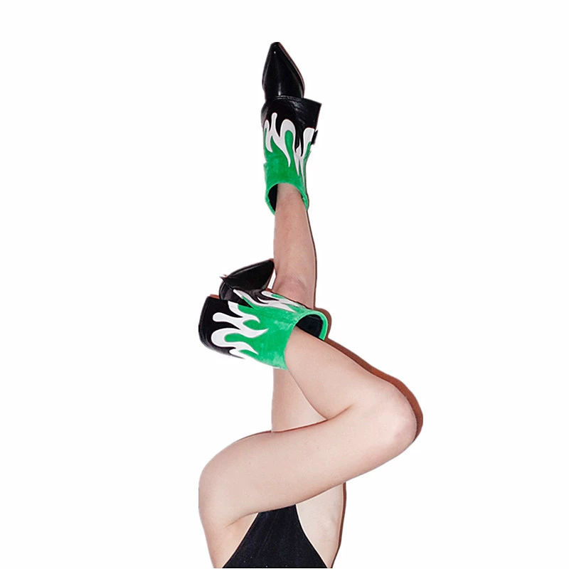 2023 весенне-осенние модные новые западные сапоги с острым носком на массивном каблуке на высоком каблуке, соответствие цвета Европейскому и американскому стилю, внешняя торговля женская обувь больших размеров