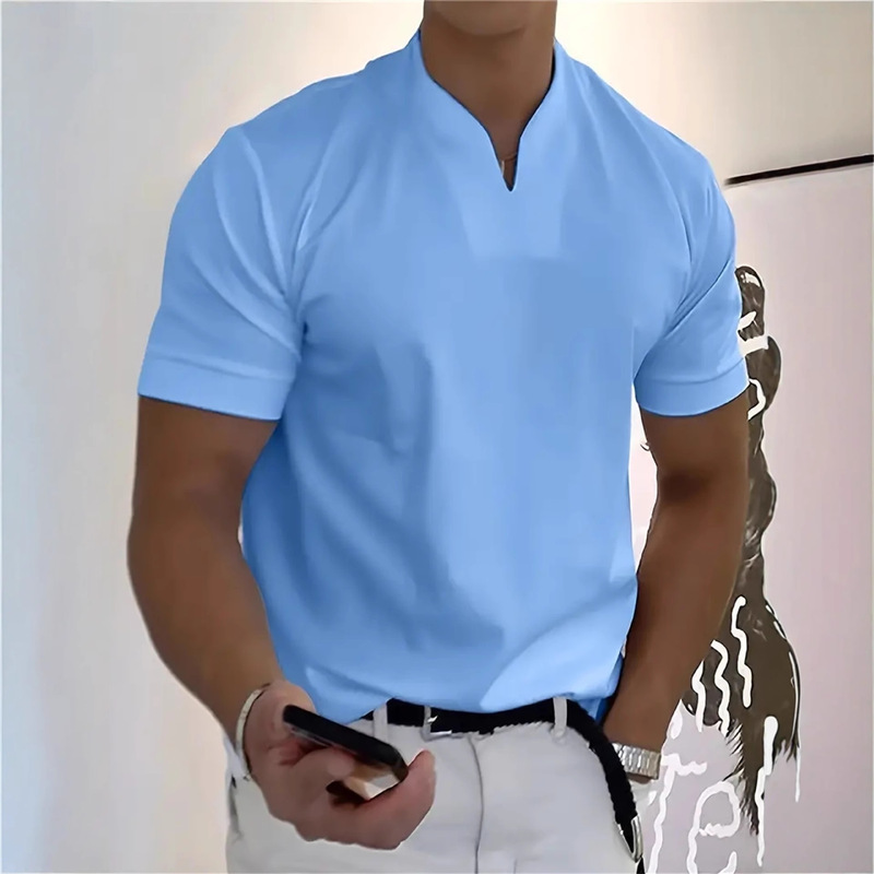 Muscular Men's Fitness Large Size Sports T-Shirt Men's Elastic Cotton Pocket Short-Sleeved Summer V Neck Top Muscular Men's Fitness Large Size Sports T-Shirt Men's Elastic Cotton Pocket Short-Sleeved Summer V Neck Top