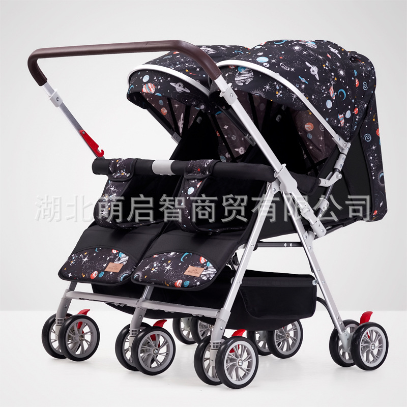 Cochecito de gemelos para pasear al bebé, el cochecito de bebé doble de segundo hijo se puede sentar, acostarse y entrar en el ascensor