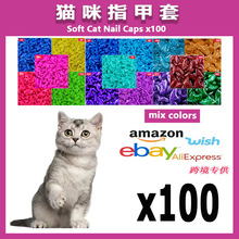 热销亚马逊套装Cat Nail Caps100PCS五色猫防抓套带胶水TK TEMU