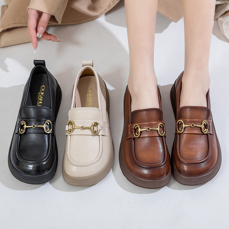 2024 oukahui Autumn New 568-1 중년 및 노인 여성 신발 엄마 신발 미끄럼 방지 발 보호 하이힐 여성 로퍼
