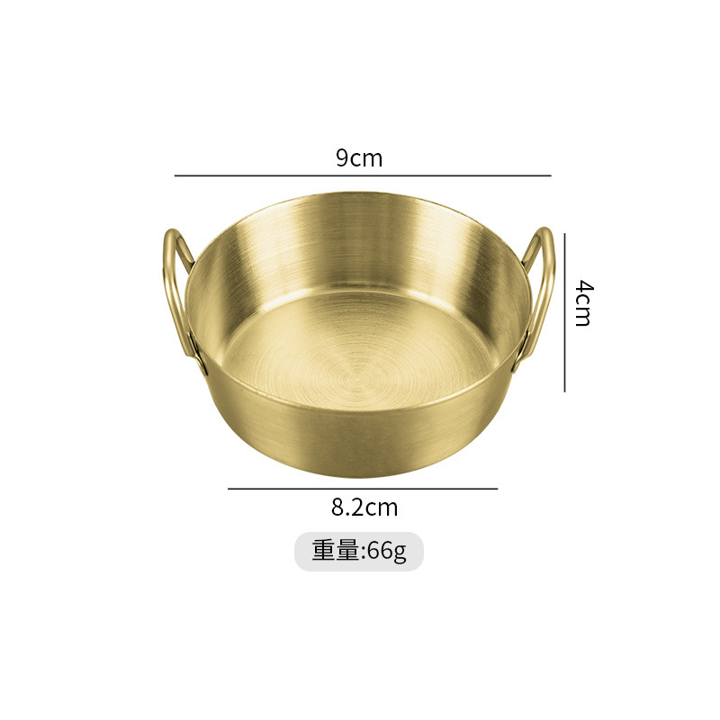Coreano 304 salsa de acero inoxidable binaural Plato de oro comercial de inmersión condimento plato encurtidos snack plato al por mayor