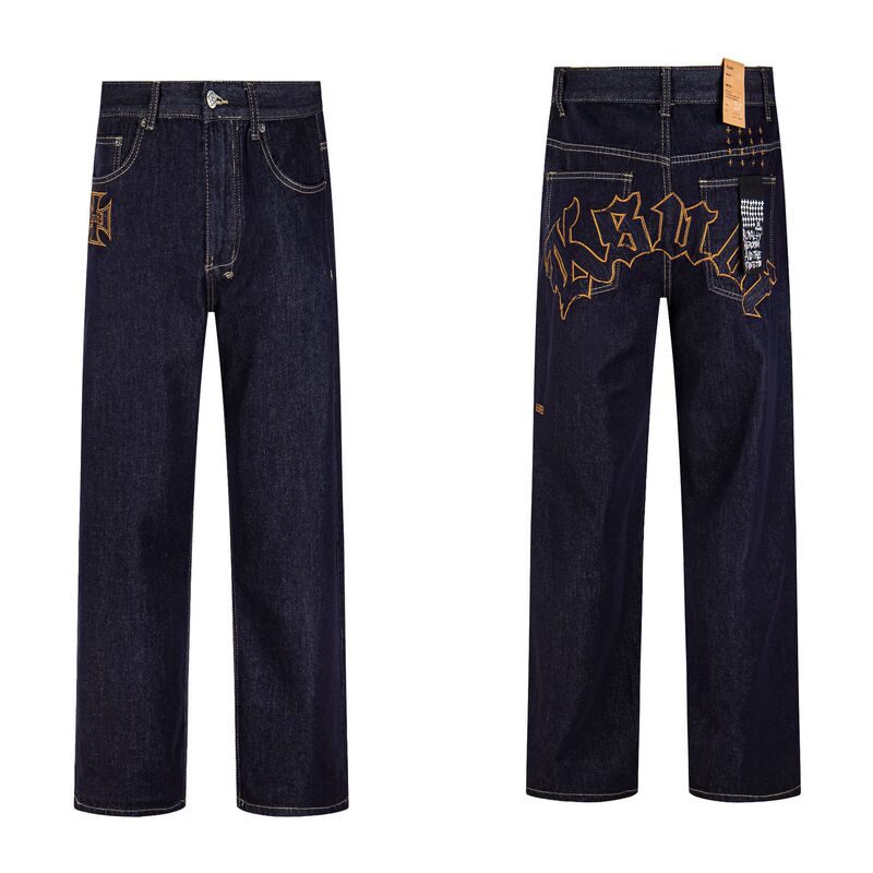 Cross-border trendy new ksubi embroidered high-quality straight retro street hip-hop jeans Cross-border trendy new ksubi embroidered high-quality straight retro street hip-hop jeans