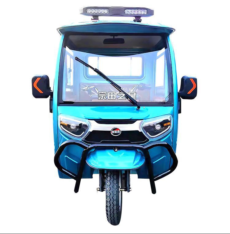 Semi-enclosed Electric Tricycle with Canopy for Cargo and Passengers