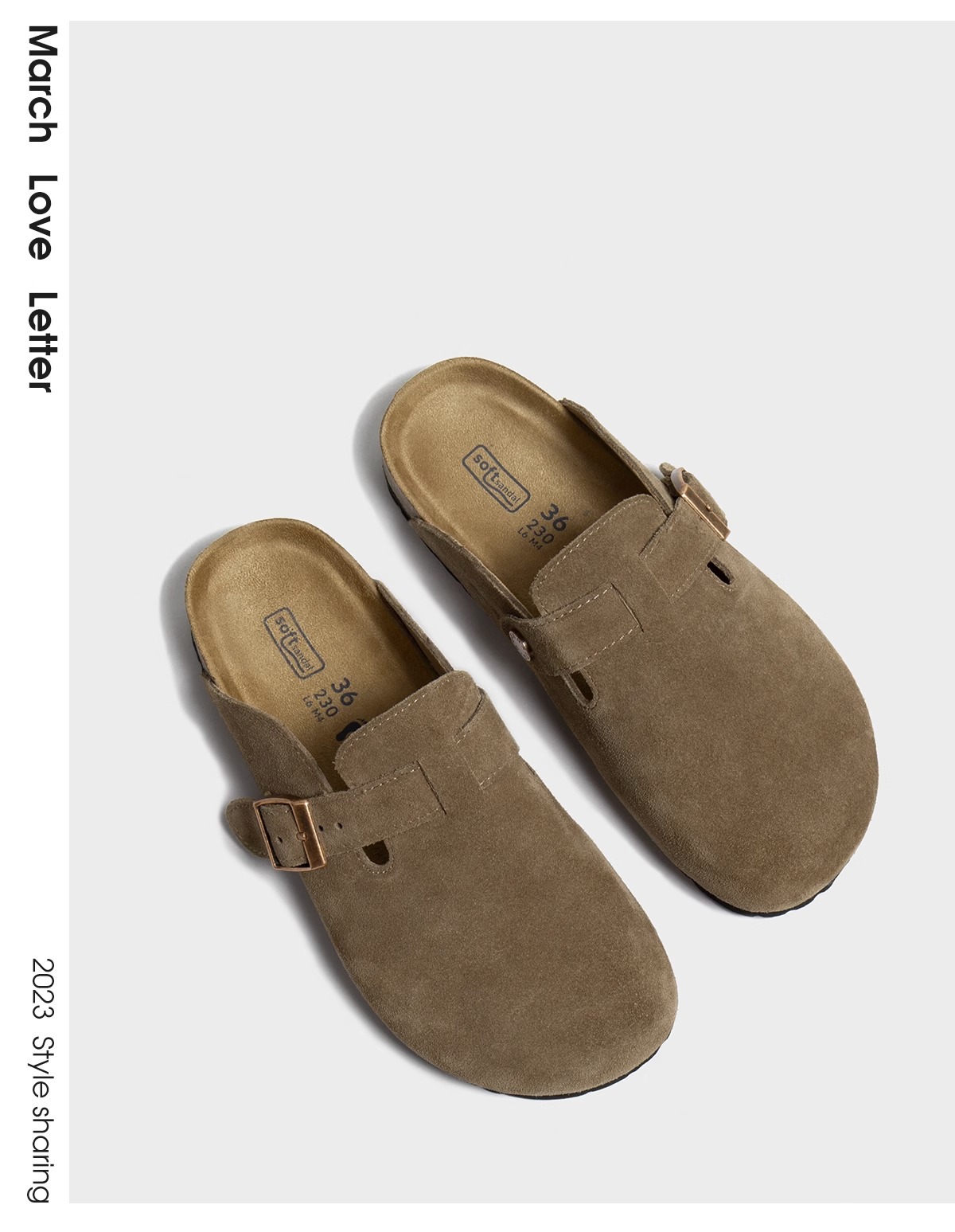 [Weiwei girl] all-leather Boken women's shoes thick bottom slippers flat fishing Boken shoes closed toe half slippers women