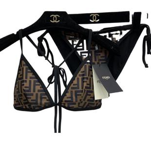 Double F Letter Printing Sexy Bikini Split Swimsuit Bath Cute Japanese Internet Celebrous Swimsuit 2024 High-end