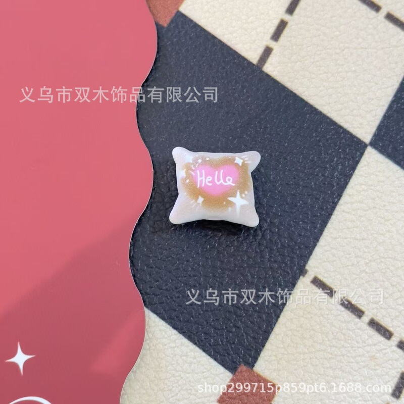 19*21mm咖色系印花字母星星抱枕串珠 diy手链手机链包挂车挂配件|undefined