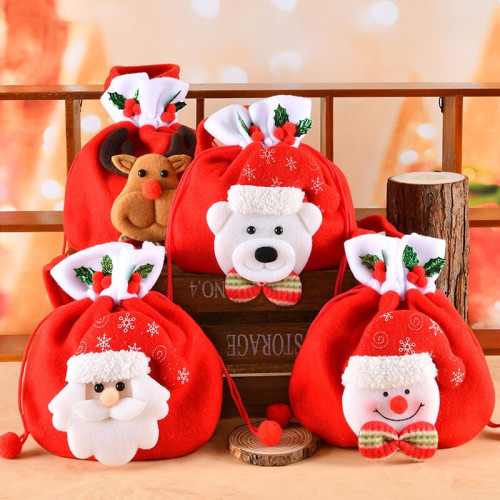 Christmas Gift Bag Apple Bag Decorative Handbag Christmas Eve Fruit Bag Small Gift Candy Bag Supplies