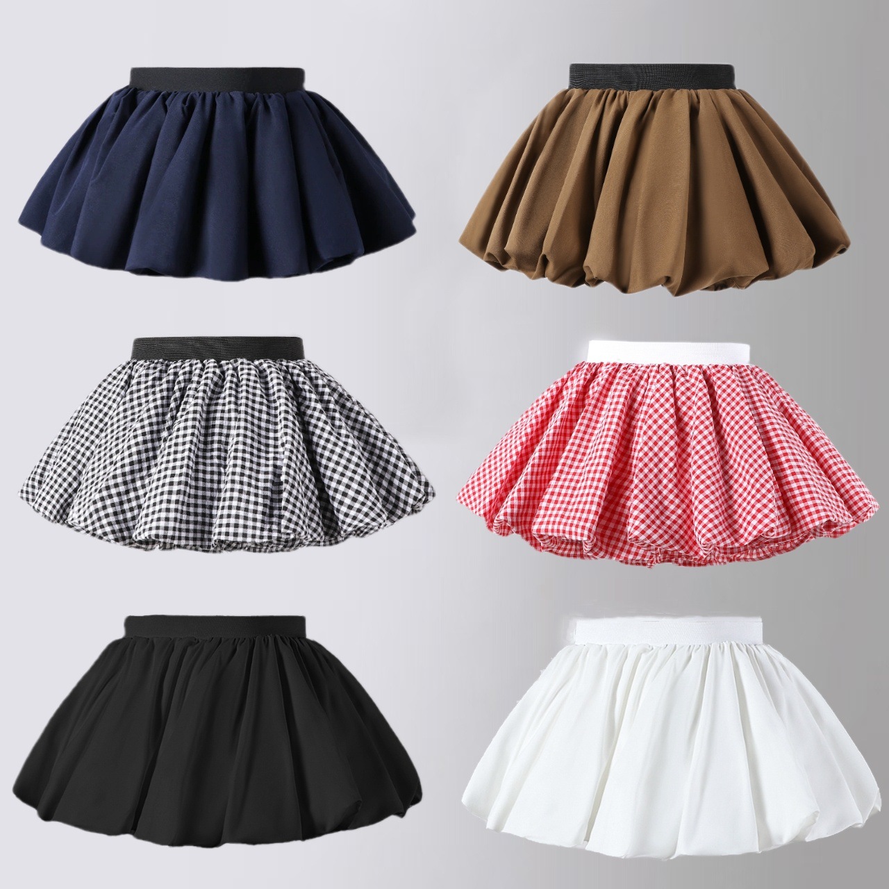 Girls' Puffy Floral Skirt, Spring and Summer New Style, Retro Sweet Girl High-Waisted Slimming A-Line Short Skirt