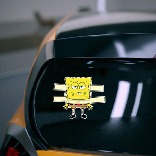SpongeBob Motorcycle Sticker Funny Plankton Electric Scooter Car Bumper Scratch Cover Decal