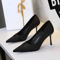 2627-3 Wind Sexy Fashion Pointed Shallow Mouth High Heels Temperament Banquet Silk Thin Heels One Step Single Shoes