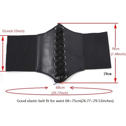 Retro Court Style Tight Wide Waist Bandage for Women, Lolita Girl Style Black Slimming Women's Strap Belt