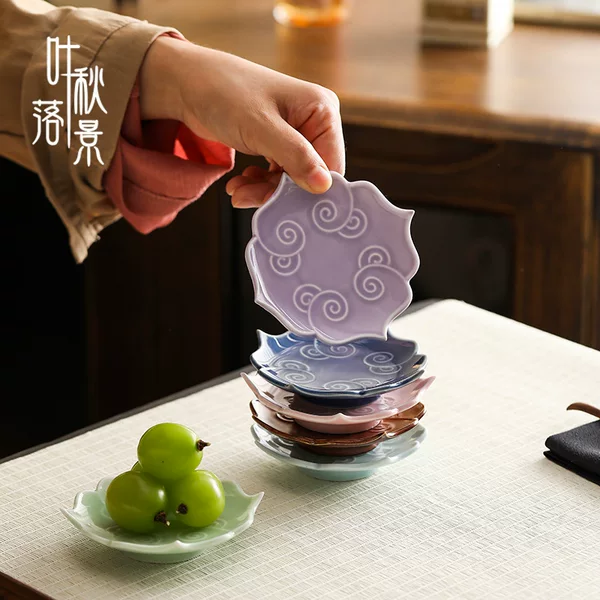 Chinese-style Ceramic Refreshment Plate Snack Pastry Plate Vintage Exquisite Small Fruit Saucer Coffee Table Living Room Flavor Saucer Small Dried Fruit Tray
