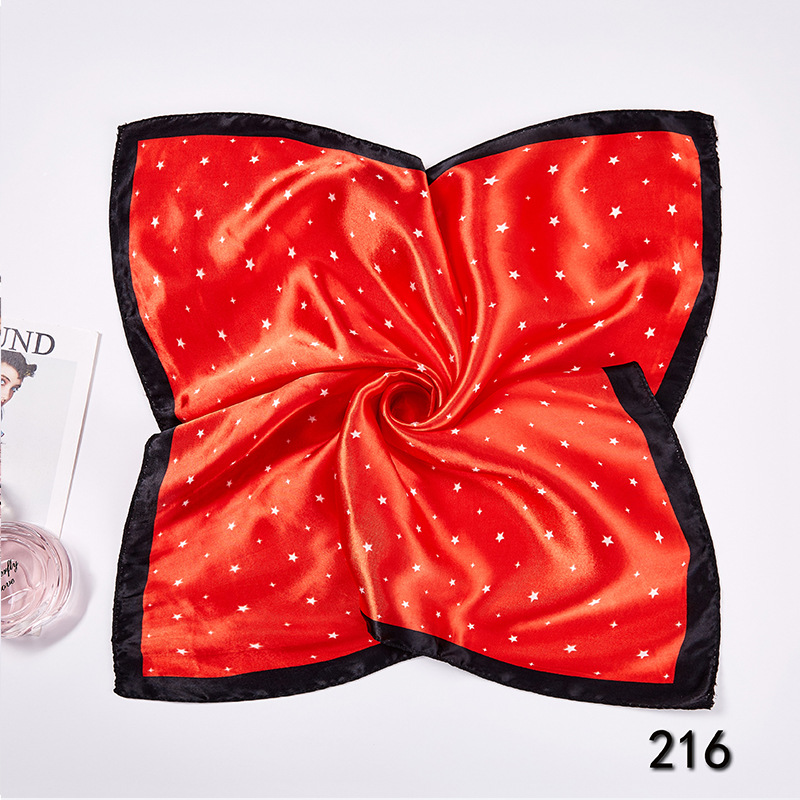 35g Weight Silk Scarf Classification Office, Daily Occasion Satin Cloth Material Star, Flower Pattern Spring&Summer Season Women's Gender Printing Design Elegant Style Women's Elegant Star Flower Satin Cloth Printing Silk Scarf 12