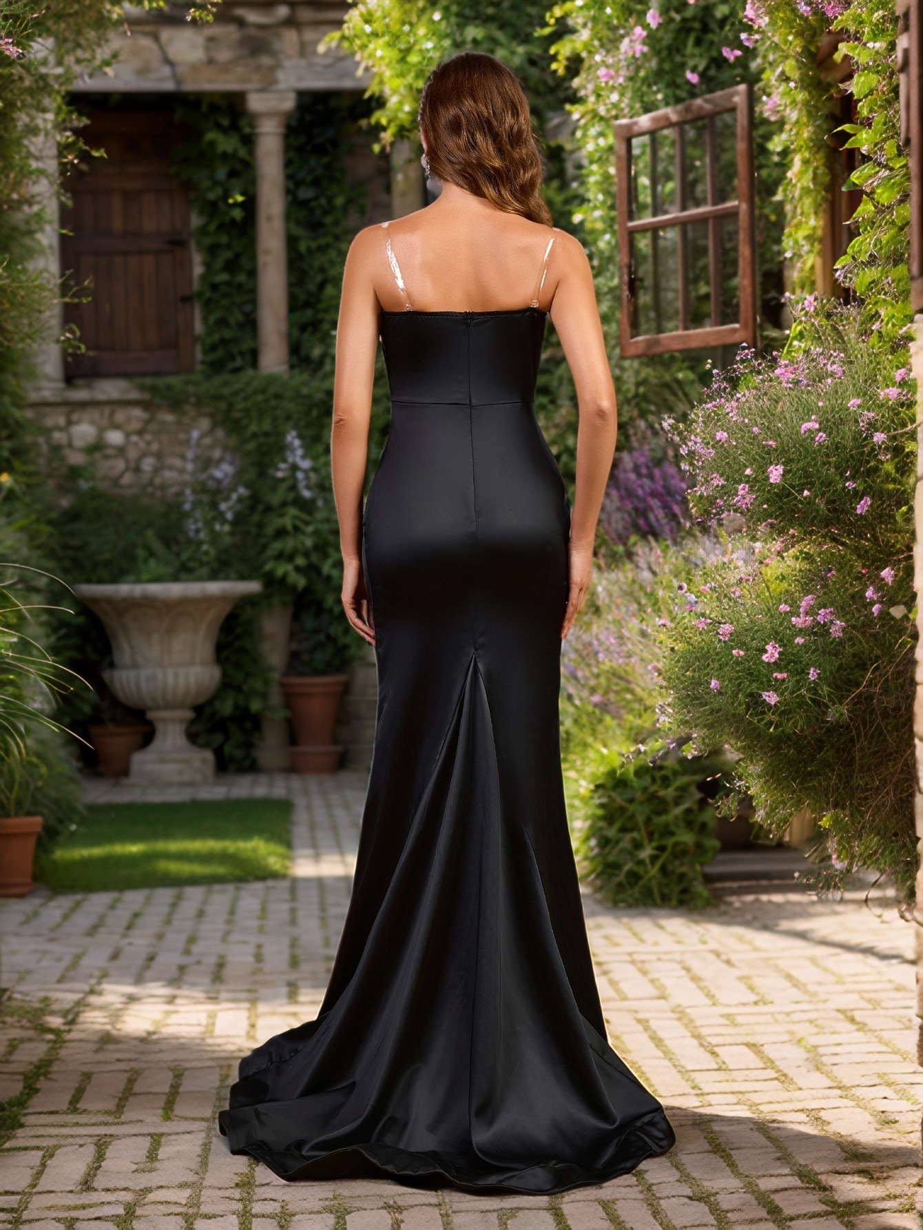 2025 Comercio exterior europeo y americano Vestido de noche transfronterizo Fiesta de baile Vestido de dama de honor de boda Vestido largo elegante de cola