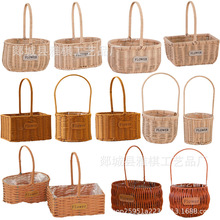 仿藤编织手提多肉花篮客厅摆件花店花艺插花篮子收纳伴手礼田园风