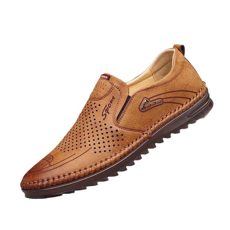 Leather shoes men's 2024 spring and autumn fashion soft leather casual leather shoes texture wear-resistant bean shoes men's shoes wholesale and retail