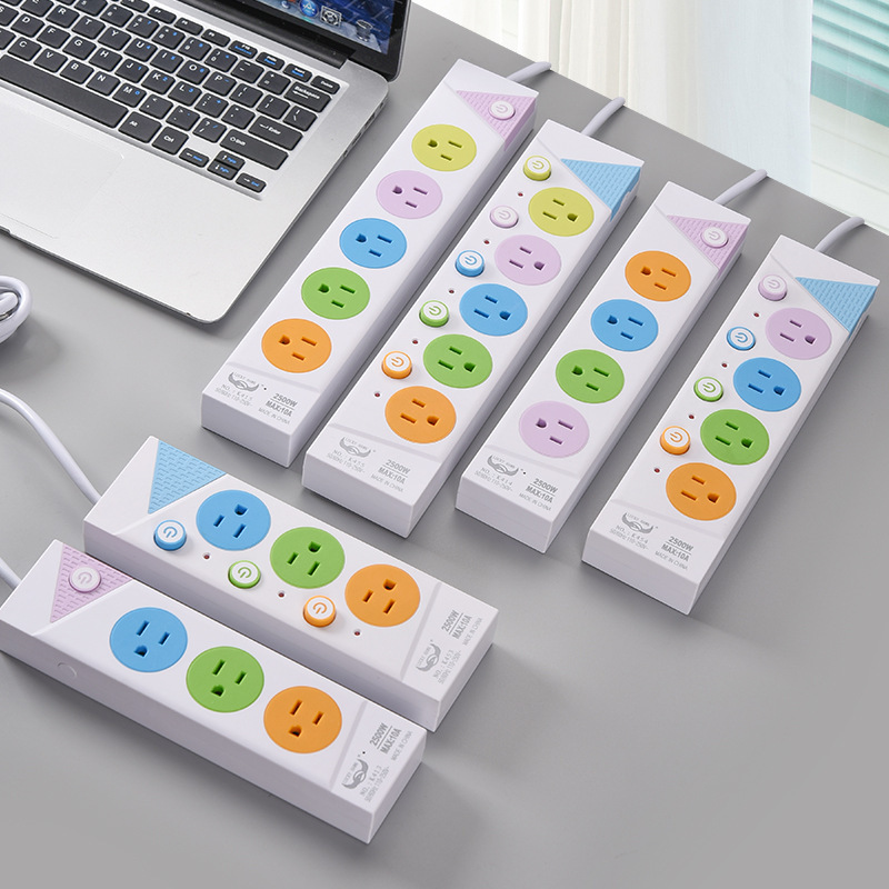 Sudamérica dos planos un redondo 345 interruptor independiente interruptor multicomruptor color brillante enchufe de enchufe de estilo americano