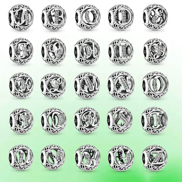 Pandora silver-plated charms DIY Pandora beads, twenty-six letter accessory series styles