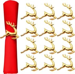 クリスマスナプキンリング金色鹿ナプキンリングセットクリスマスヘラジカナプキンはナプキンを置くために使われています