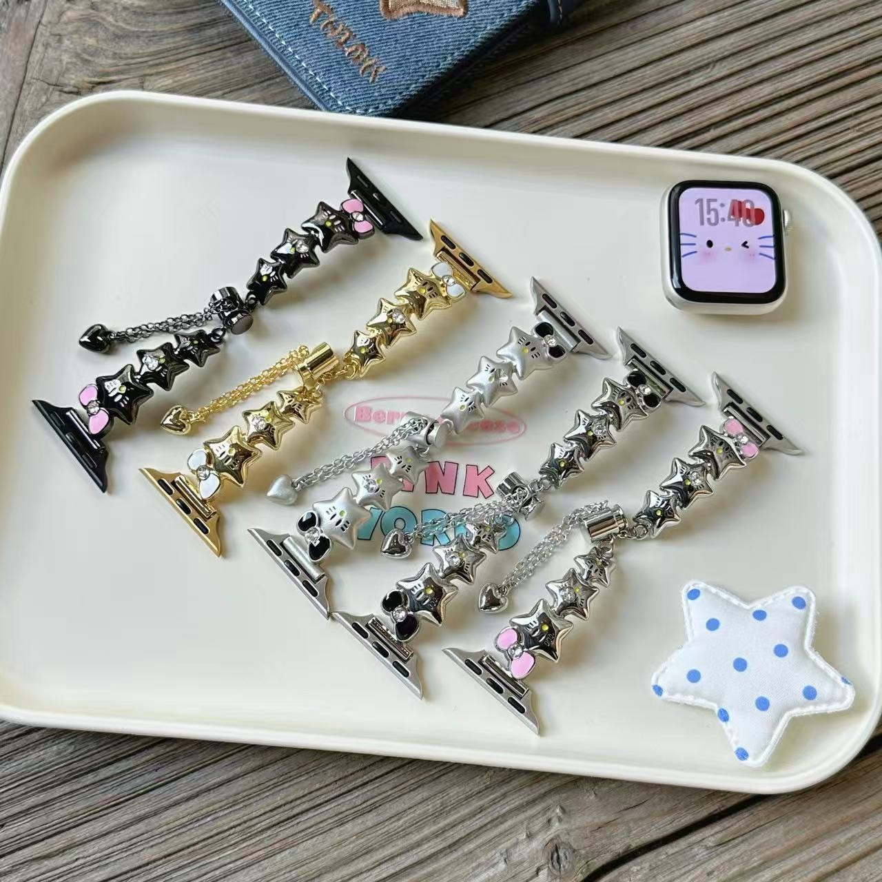 Double-Sided Fabric Plaid Polka Dot Five-Pointed Star Jewelry Accessories DIY Hair Accessories Rubber Band Accessories Shoes and Hats Clothing Accessories