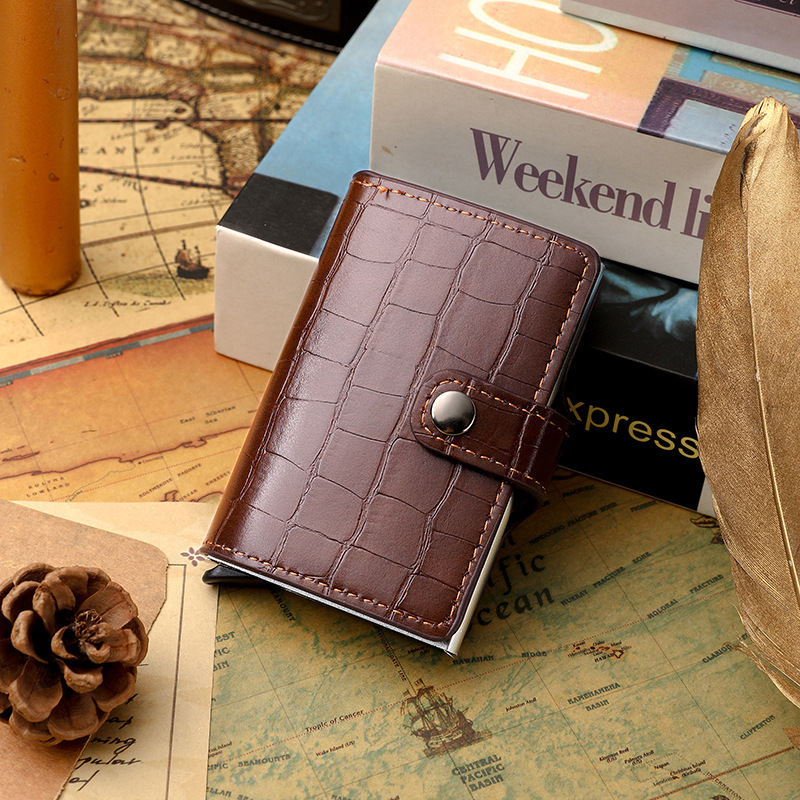 Nuevo tipo de metal automático pop-up bolsa de tarjetas para hombres y mujeres, cartucho anti-magnetizado, caja de tarjetas exquisita y simple, ultra-delgada