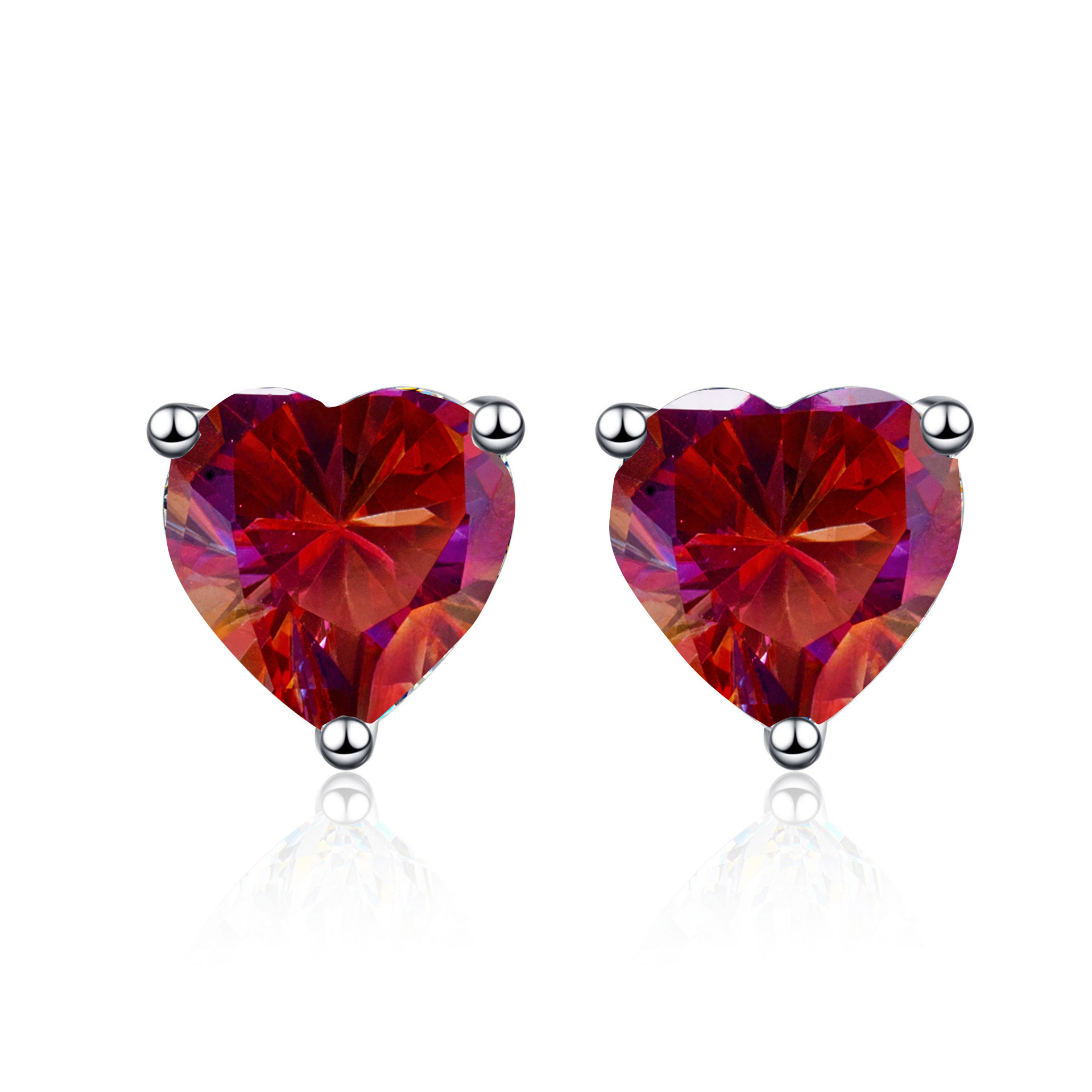 Multicolor de importación de moissanita en forma de corazón 1CT2CT plata esterlina simple moissanita en forma de corazón pendientes de diamante clásicos pendientes