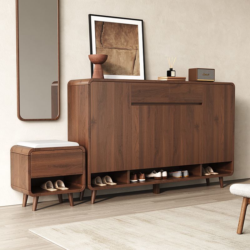 2025 New New Chinese Style Solid Wood Shoe Cabinet Home Door Large Capacity Storage Cabinet Integrated Wall Corridor Entrance Cabinet