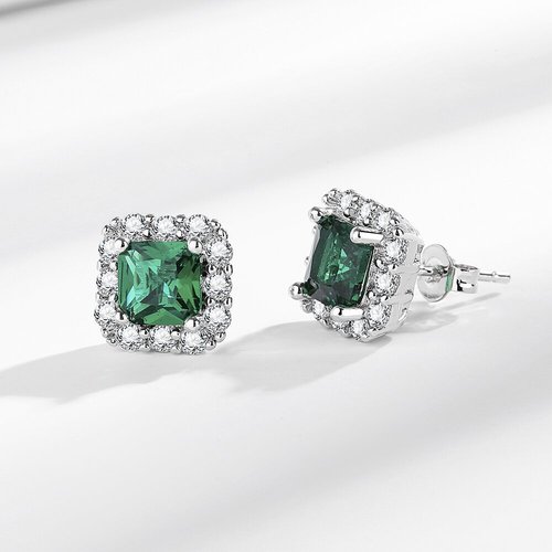 TK Live Hot Selling Simulated Emerald Small Sugar Cube Zirconia Necklace Earrings Ring for Women Bride Wedding Set Decorative Accessories