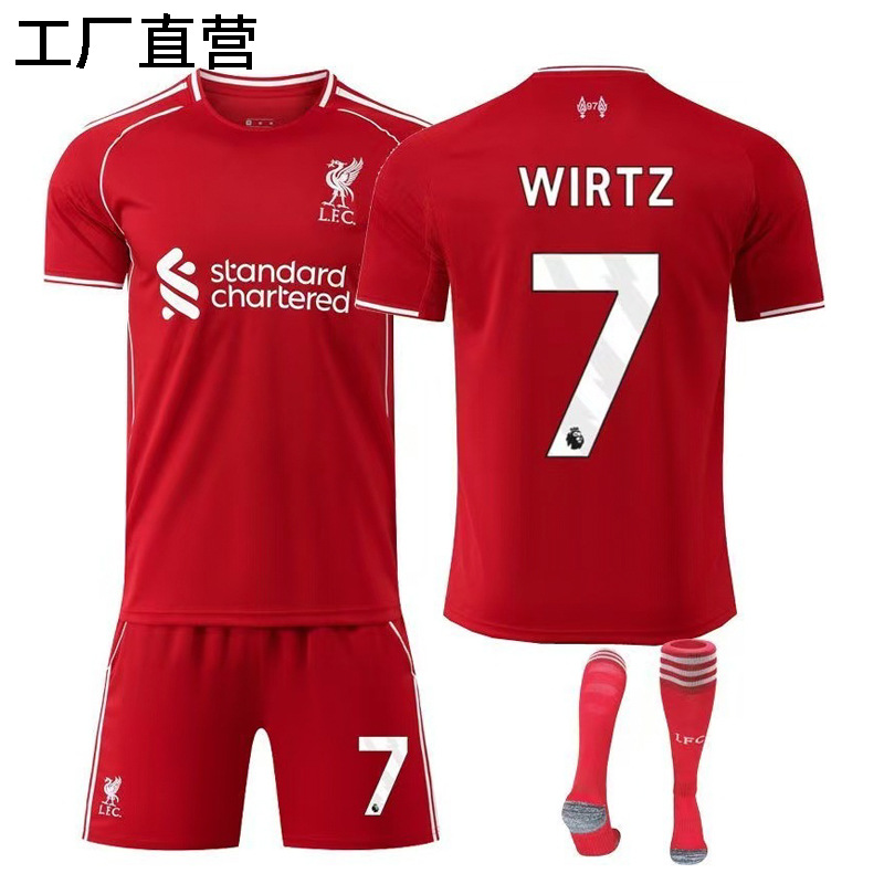 Mayorista nueva temporada adultos niños Miami Riyadh triunfo camiseta de Liverpool casa y fuera dos camisetas de fútbol