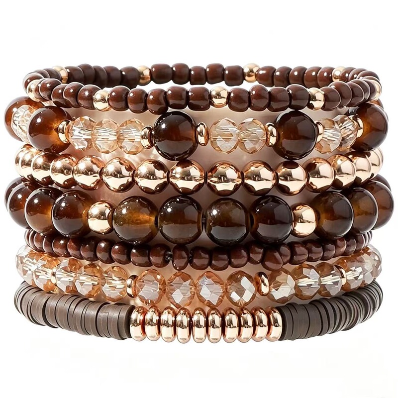 Amazon Cross-Border Best-Selling Clay Soft Pottery Bracelets for Women, Bohemian Stackable Elastic Friendship Bracelets Wholesale