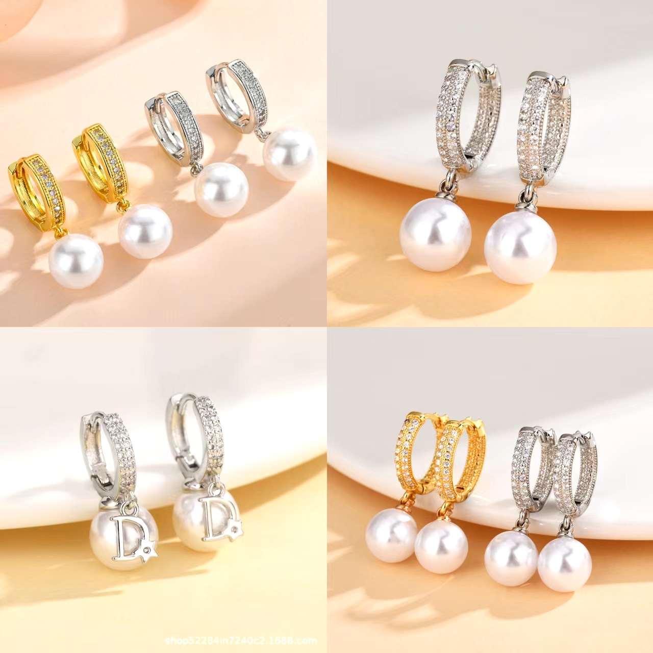 Cross-Border Japanese and Korean Fashion Pearl Earrings for Women with Diamonds Plated with 18K Gold Earrings Internet Celebrity Trendyy Elegant Long Earrings