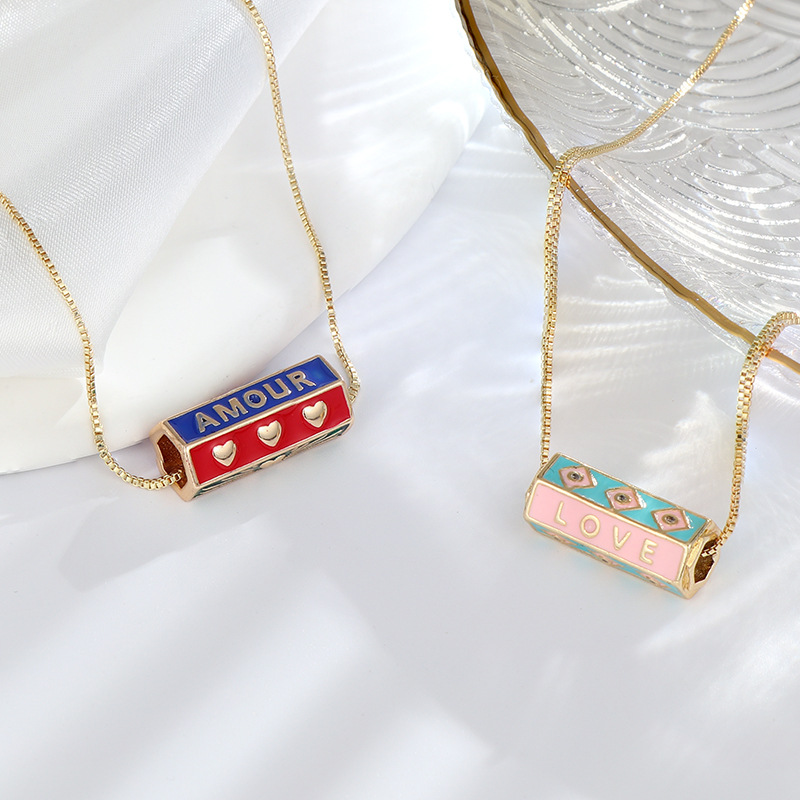 1 Piece Fashion Geometric Letter Heart Shape Alloy Copper Enamel Womenu0027S Necklace