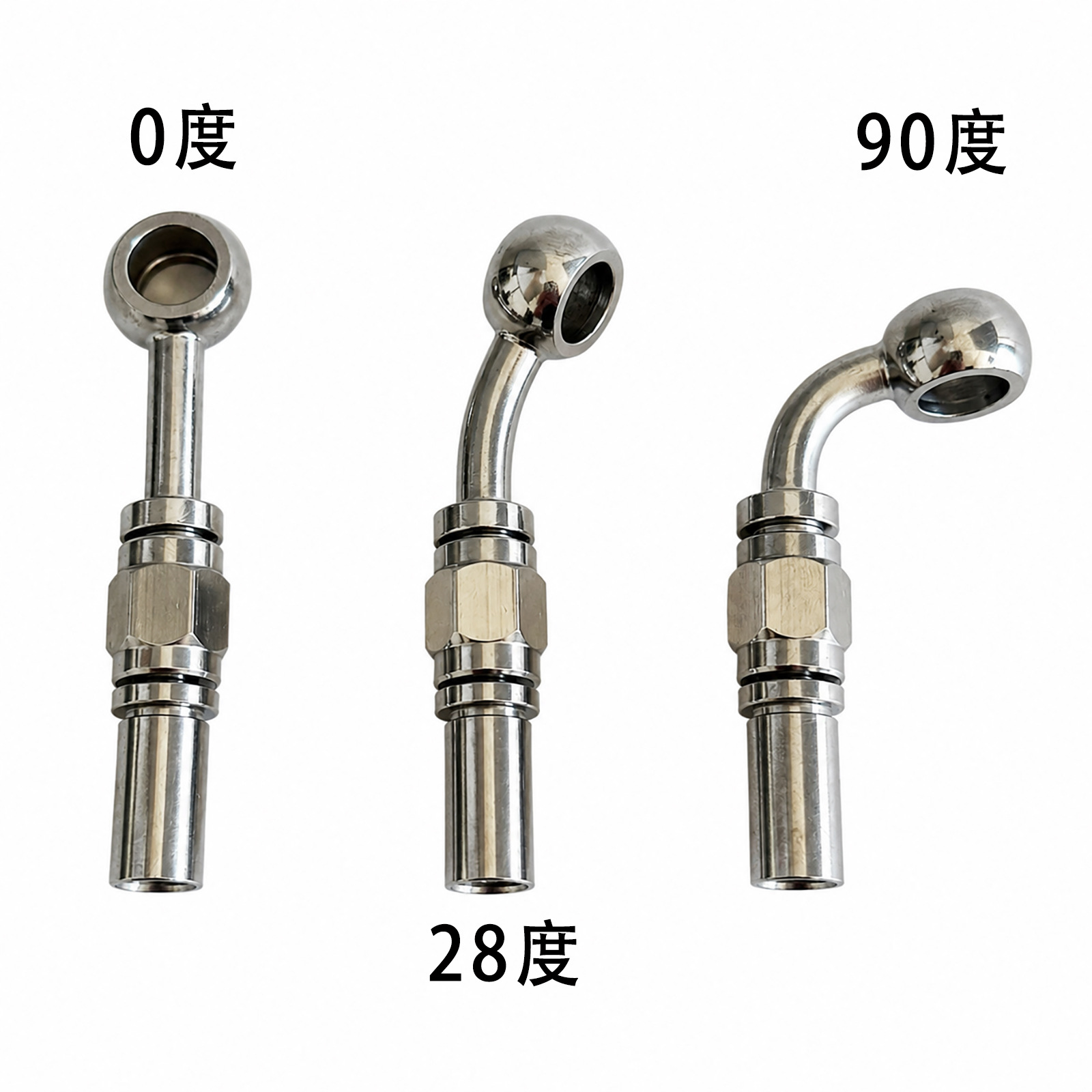 M10 stainless steel fish-eye 4-piece set of connectors 0/28/90 degree brake hose coupler with threaded integrated crimping connector